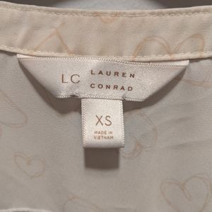 LC Lauren Conrad Button Up with Pink Heart Design